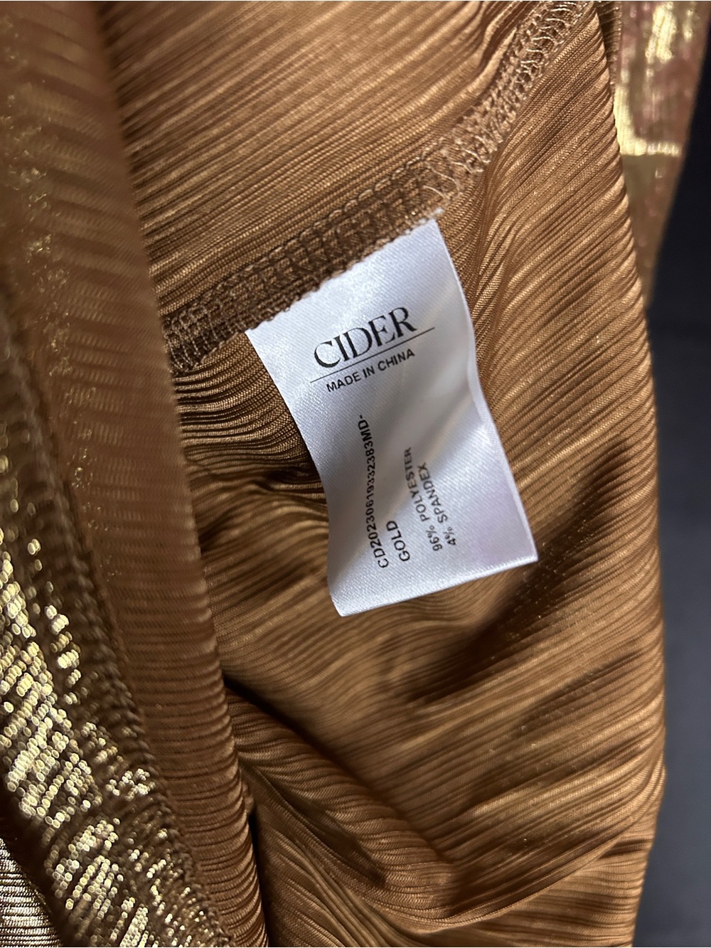 Cider Metallic Gold Ruched V-Neck Mini Dress - Picture 4 of 5